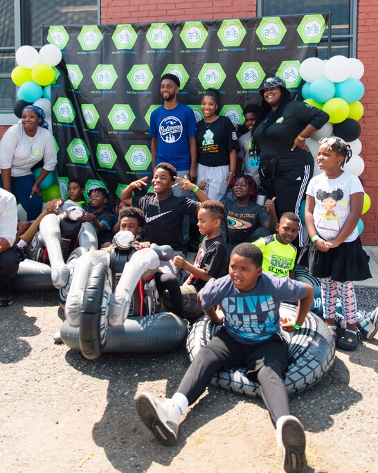 Baltimore Mayor Brandon Scott at Summer Camp Visit Days with B360, a nonprofit organization that uses Baltimore’s dirt bike culture to promote math and sciences education, runs programming at Bocek Recreation Center and Park.