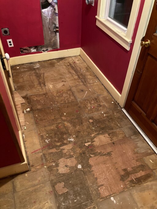 The floors in Tim Prudente's Baltimore rowhome. He has been working to restore the once-vacant property.