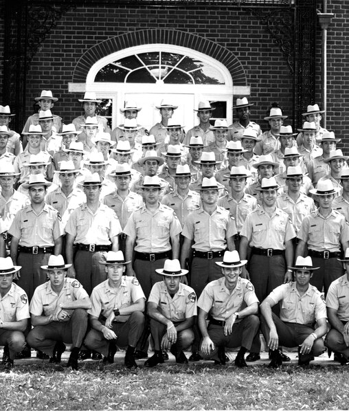Douglas DeLeaver with his graduating class from the Maryland State Police Academy in 1970. He was the 13th Black officer to join the Maryland State Police.