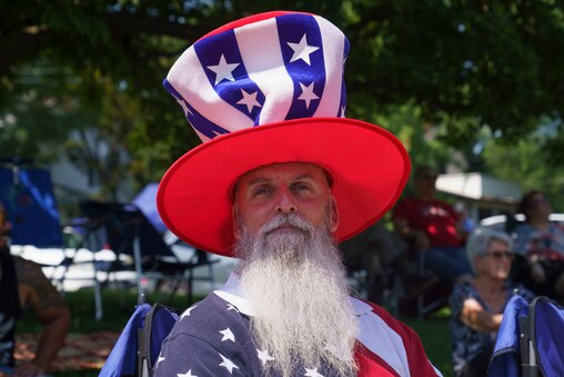 Jeff Daniels, who has been attending the Catonsville Fourth of July Parade, poses for a portrait on July 4, 2025.