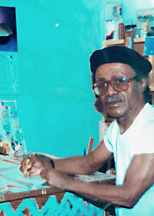 Tennyson Carter in his home art studio.