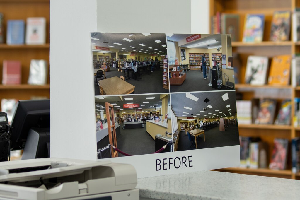 Photos of the Walbrook Branch of the Enoch Pratt Library prior to the recent renovations were on display at the library on June 25, 2024.