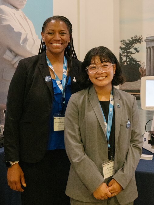 Brittany Jenkins-Lord and Angel Hokulani Pajimola poses for a portrait at the Hopkins on the Hill research showcase in the Rayburn House Office Building in Washington, D.C., on June 12, 2025.