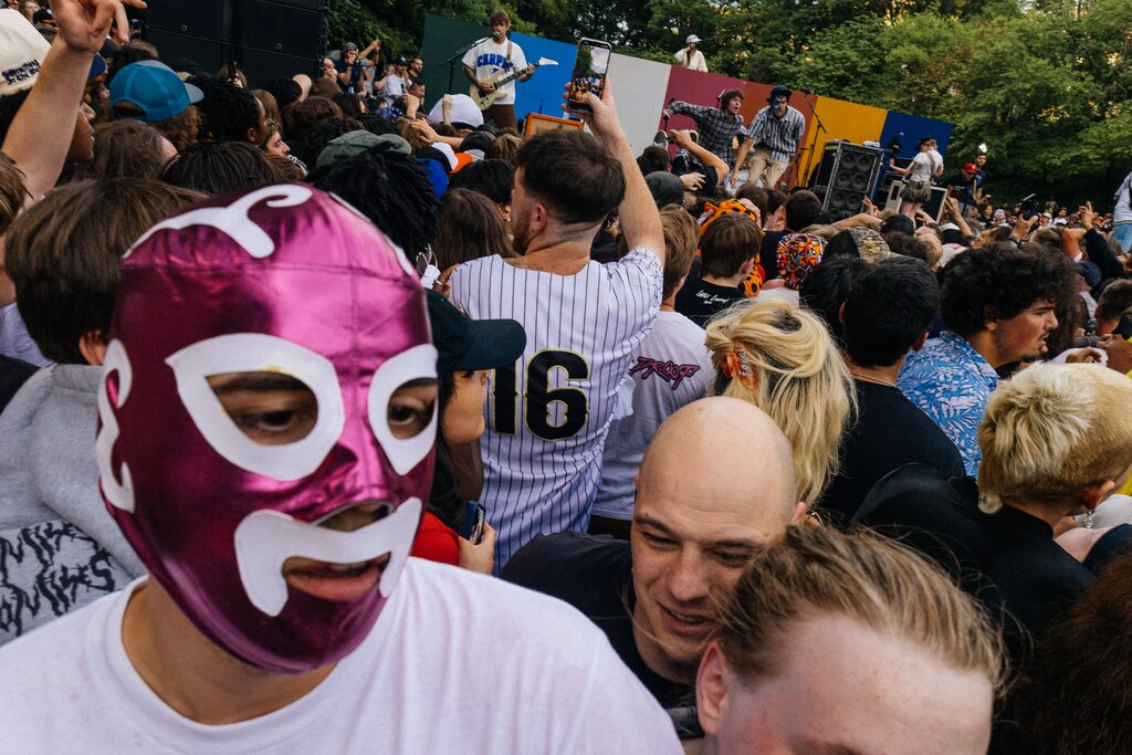 Turnstile performs a free benefit concert at Wyman Park Dell in Baltimore, MD on May 10, 2025 to raise donations for Health Care for the Homeless.