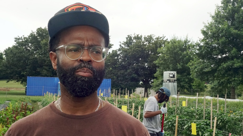 Denzel Mitchell Jr, at the Black Butterfly Farm in Curtis Bay, says when his two oldest first tried wineberries, he knew Baltimore was home.
