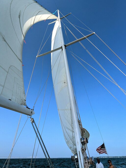 The sails fill during a Saturday sail aboard the Woodwind II out of Annapolis.