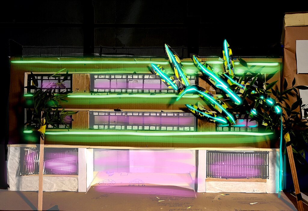 A rendering of Baltimore artist Phaan Howng’s "Big Ass Snake (Plants) on a Plane" at the Charles Street Garage for the Inviting Light public art project.