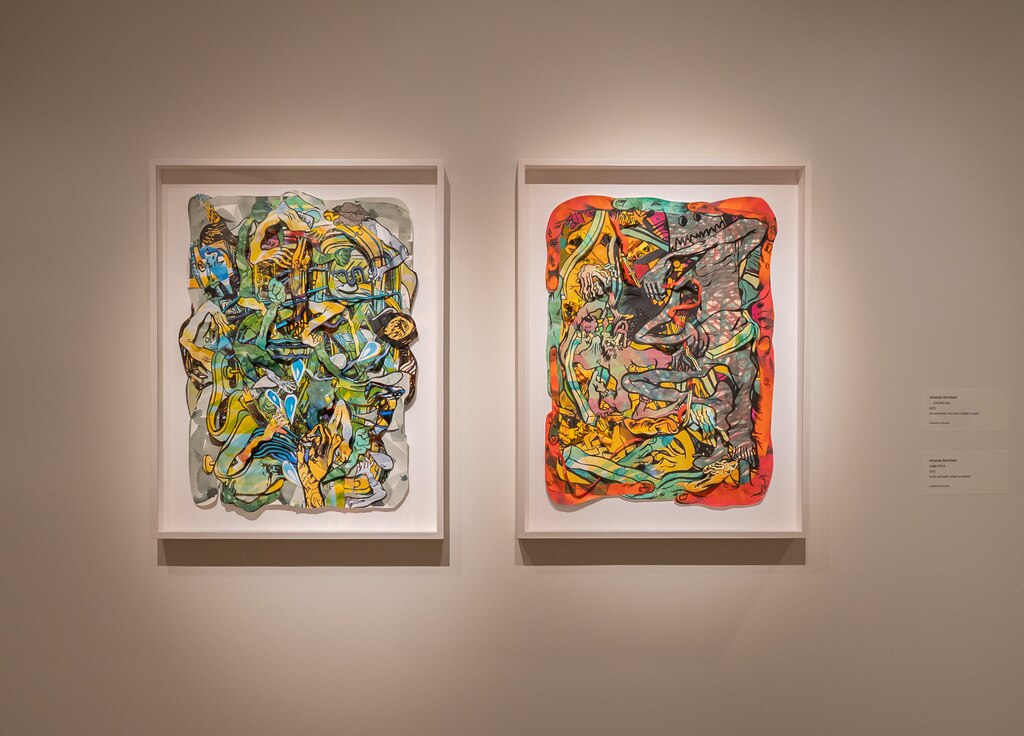 Amanda Leigh Burnham uses expressive lines in her work on display at the Sondheim Art Prize finalists' exhibit at the Walters Art Museum.
