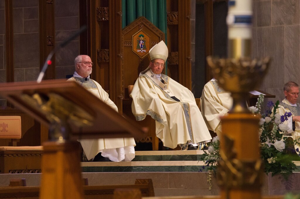 Archbishop William Edward Lori attends a mass at the Cathedral of Mary Our Queen in North Baltimore on May 7, 2025 after a new pope was named by the Vatican.