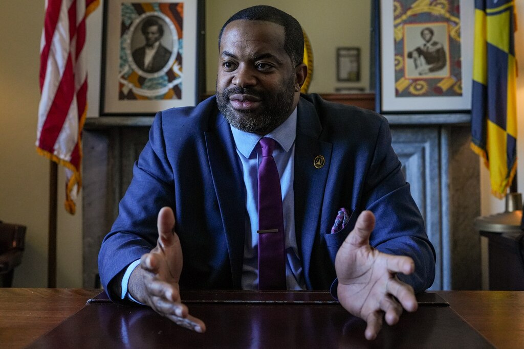 Baltimore City Council President Nick Mosby is photographed in his City Hall office during an interview on Wednesday, March 15.