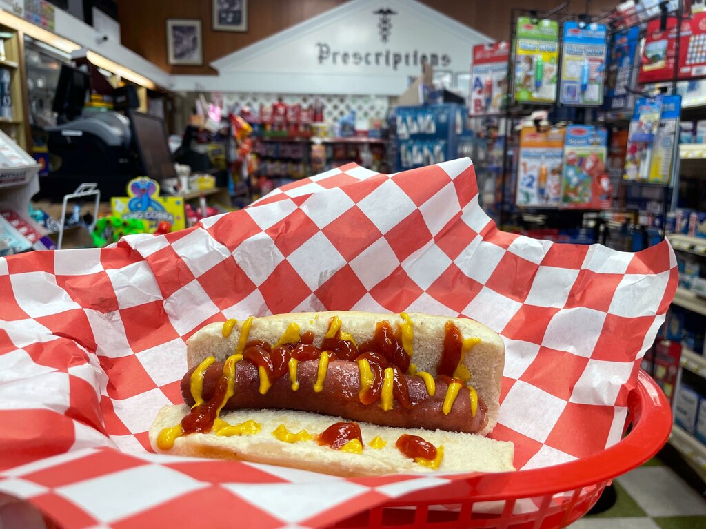 Charlesmead Pharmacy isn’t just a place to get your prescription filled; the store features a 1950s-style lunch counter with hot dogs, milkshakes and other nostalgic items.