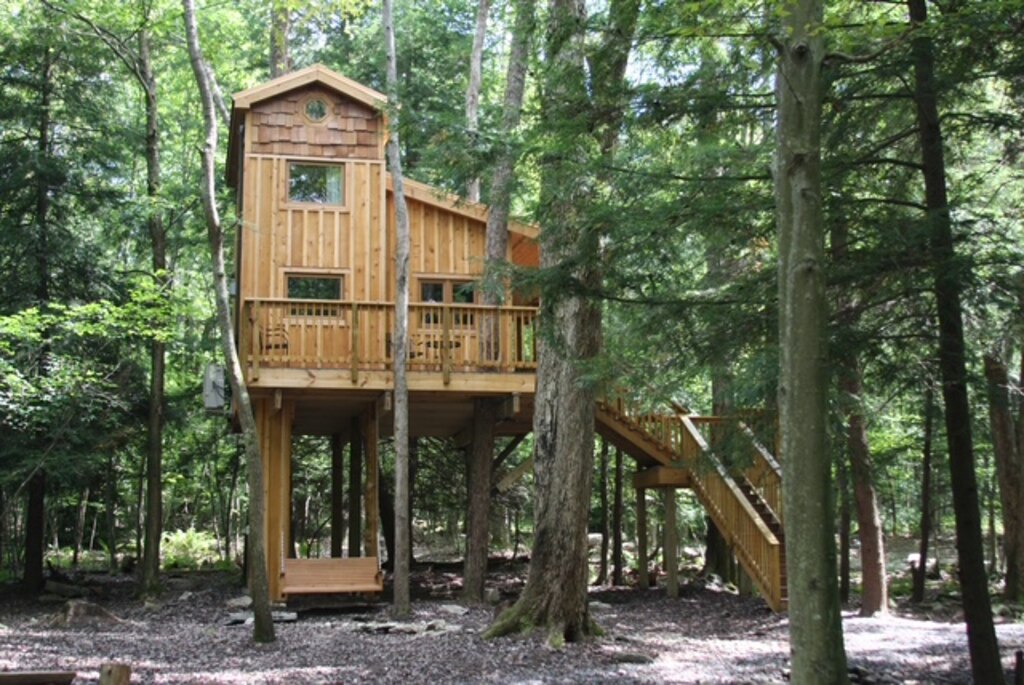 Don't let the rustic outside fool you. Ella's Enchanted Treehouses in Western Maryland are modern inside.