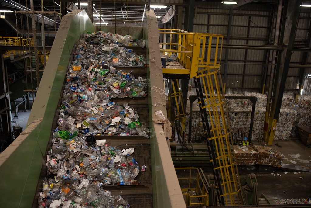 Inside the materials recovery facility (MRF) in Baltimore County.