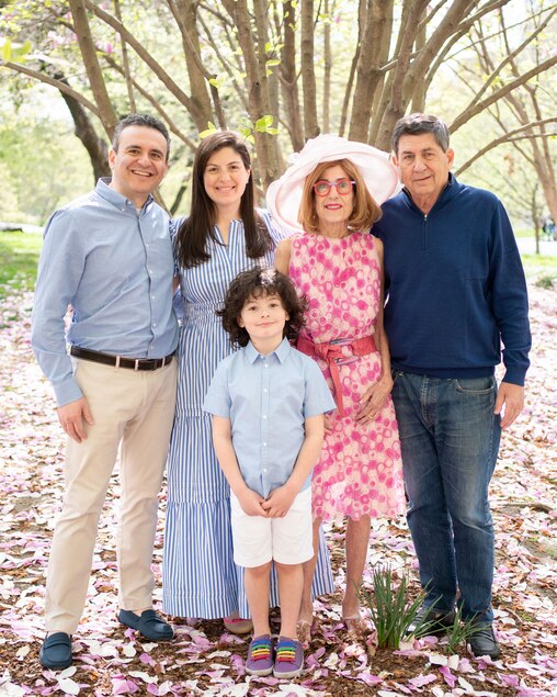 Sally Gold, second from right, with her husband, Elliot Zulver, and their daughter, Alissa Zulvergold with her husband, Francesco Sivo, and their son, Oliver.