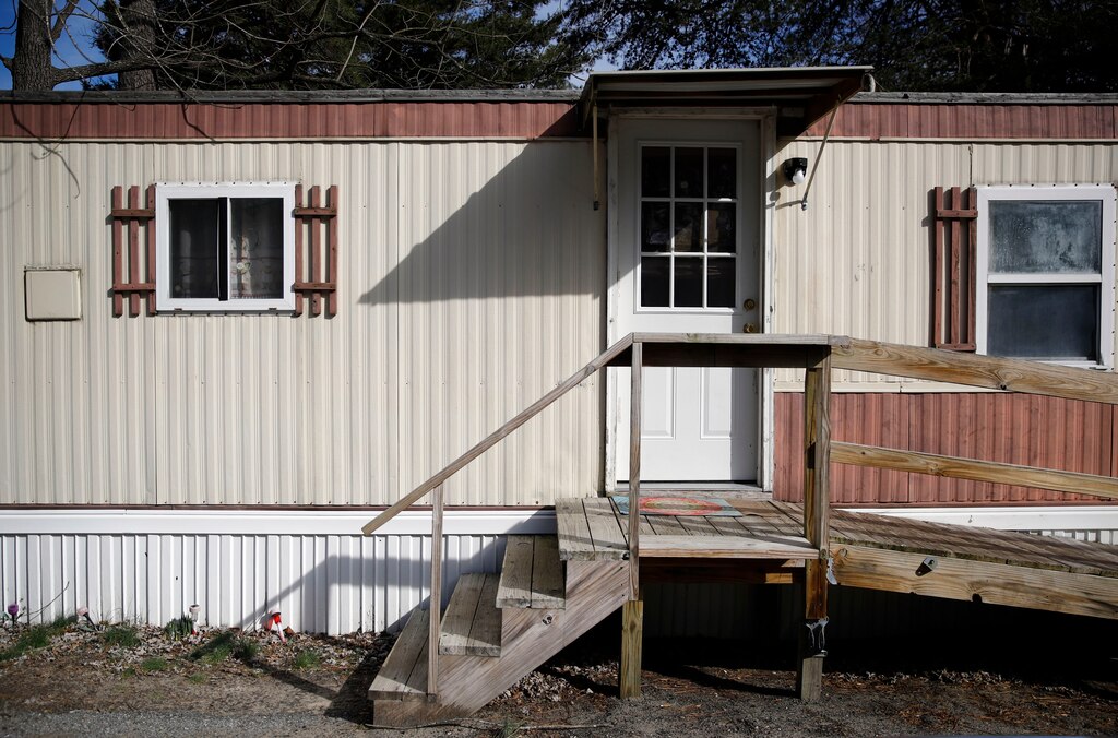 This Jan. 28, 2019, photo shows the top of a staircase where a struggle among Anton Black and three police officers and a civilian occurred outside the trailer home in Greensboro, Md. Black's death in police custody has roiled this rural town on Maryland's Eastern Shore and left a grief-stricken family yearning for answers to their lingering questions.