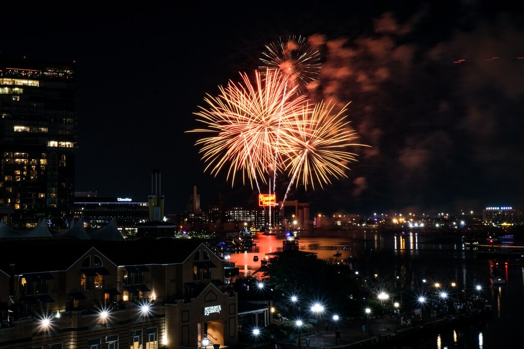 Fireworks in the Inner Harbor during the July 4th, 2025, celebration.