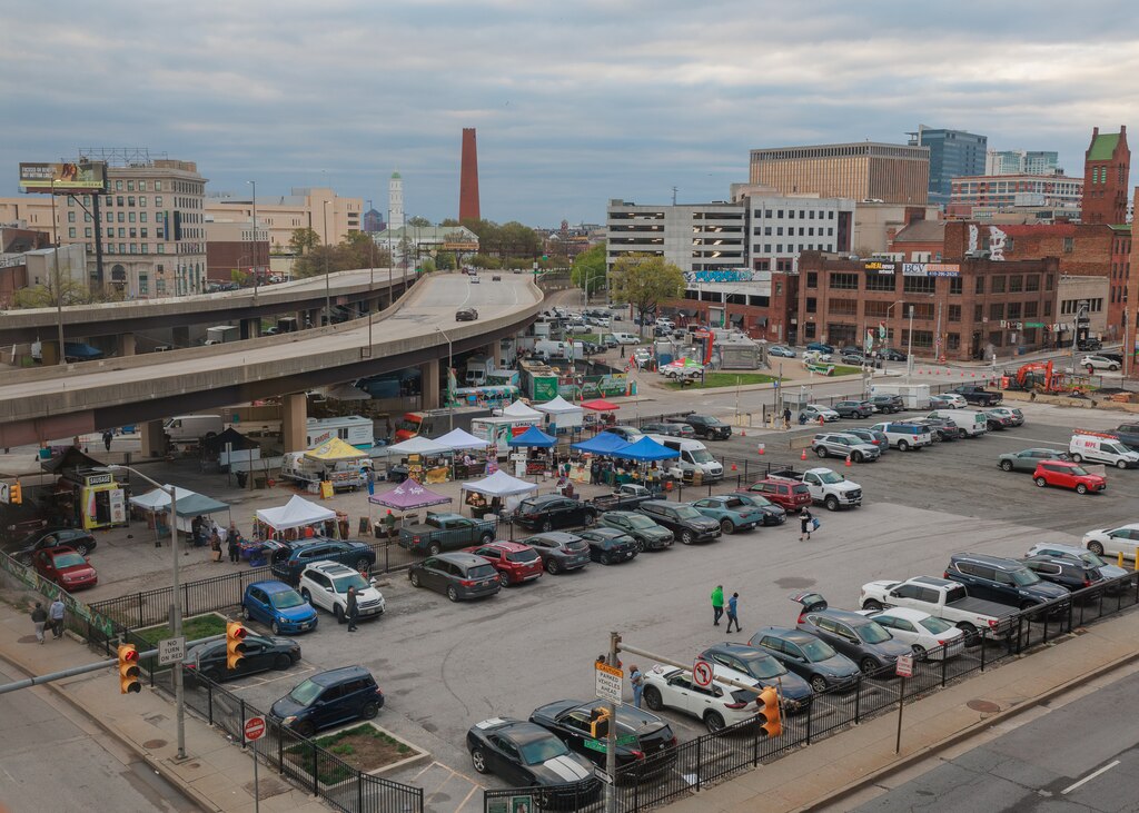 Vendors display their wares at the Baltimore Farmer’s Market in downtown Baltimore on April 13, 2025.