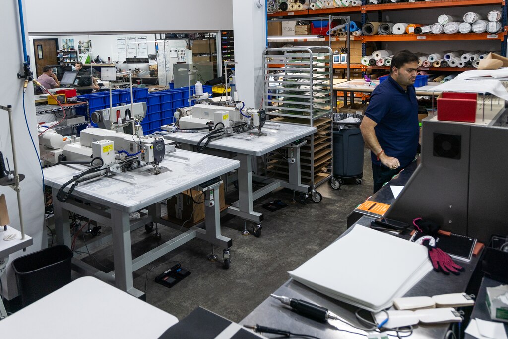 Interior shot including Roy Roychowdhury, Assembly Technician, in the Made Plus factory in Annapolis, MD on June 25, 2025.