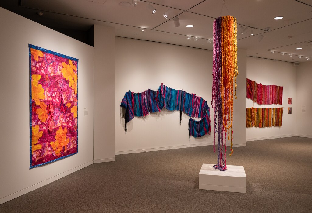 Aliana Grace Bailey's woven fiber pieces are on display at the Sondheim Art Prize finalists' exhibit at the Walters Art Museum.