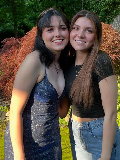 Lily Elwood, right, with her sister Karleigh Elwood before Karleigh's prom.
