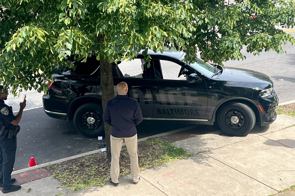Baltimore Police at the site of an officer-involved shooting at the 4600 block of York Road on Monday, May 12, 2025.