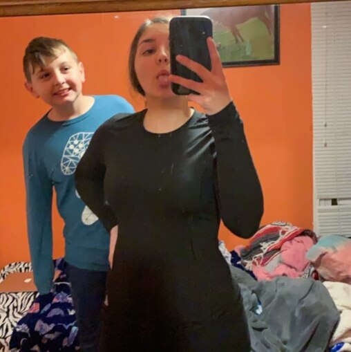 Cameran Holt and her little brother, Tyler, in 2021.