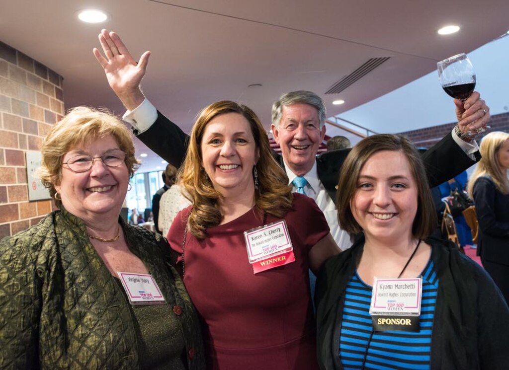 Richard "Dick" Story with his wife, Virginia, left; his daughter, Karen Cherry, center; and Ryann Marchetti, his grandchild.