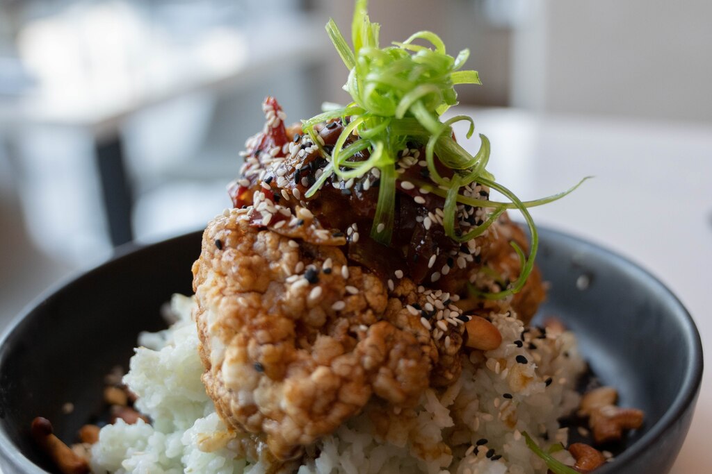 Cauliflower, with tofu, roasted cashews, bamboo rice roast at Liora Restaurant