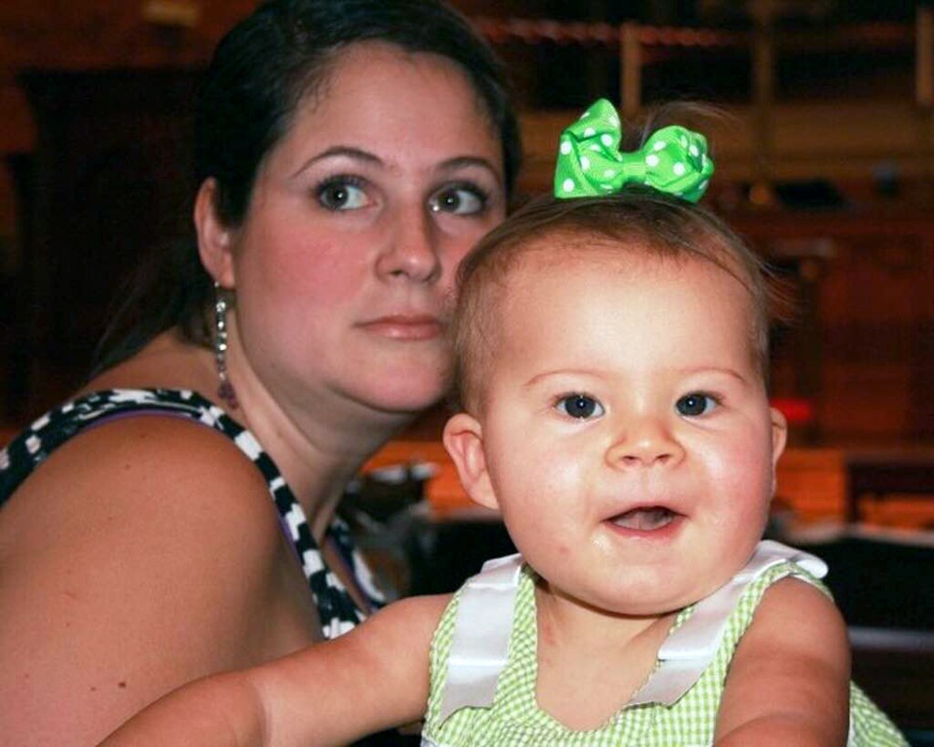 Leslie Hughan with her first daughter, Virginia.