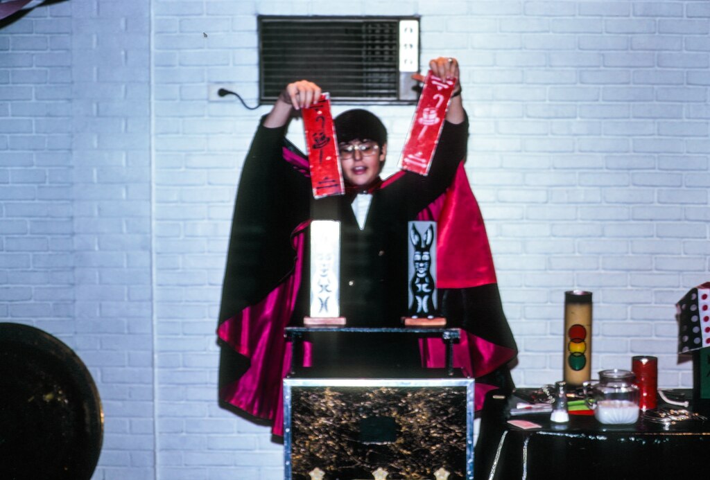 Adolescent Ira Glass unveils a magic trick during one of the many shows he performed during his teenage magician career.