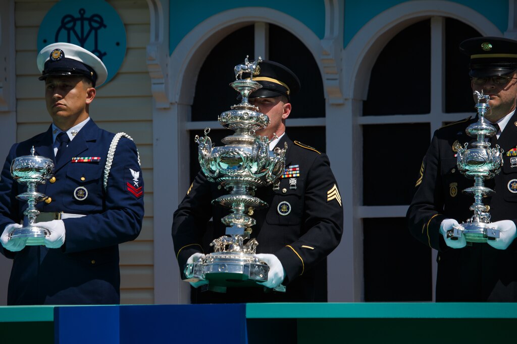 The Woodlawn Vase is presented ahead The Preakness Stakes at Pimlico Race Course on Saturday, May 17, 2025, in Baltimore.