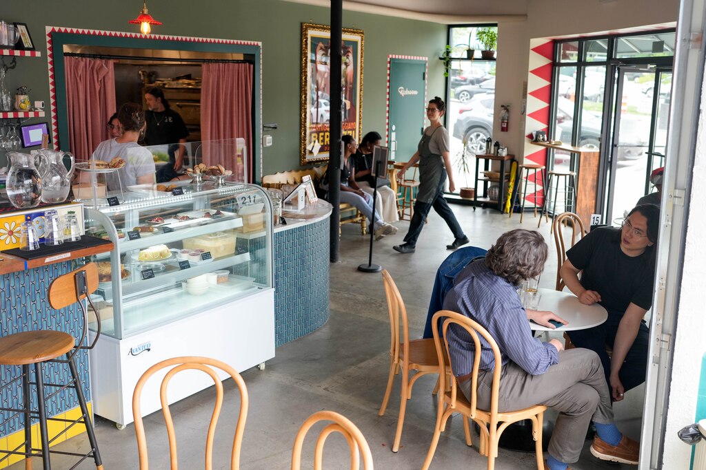 Customers patronize Doppio Pasticceria in the Remington neighborhood of Baltimore, Md. on Tuesday, May 27, 2025.