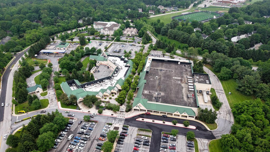 Aerial view of the Hickory Ridge Village Center in Columbia, Md. on Wednesday, May 14, 2025.