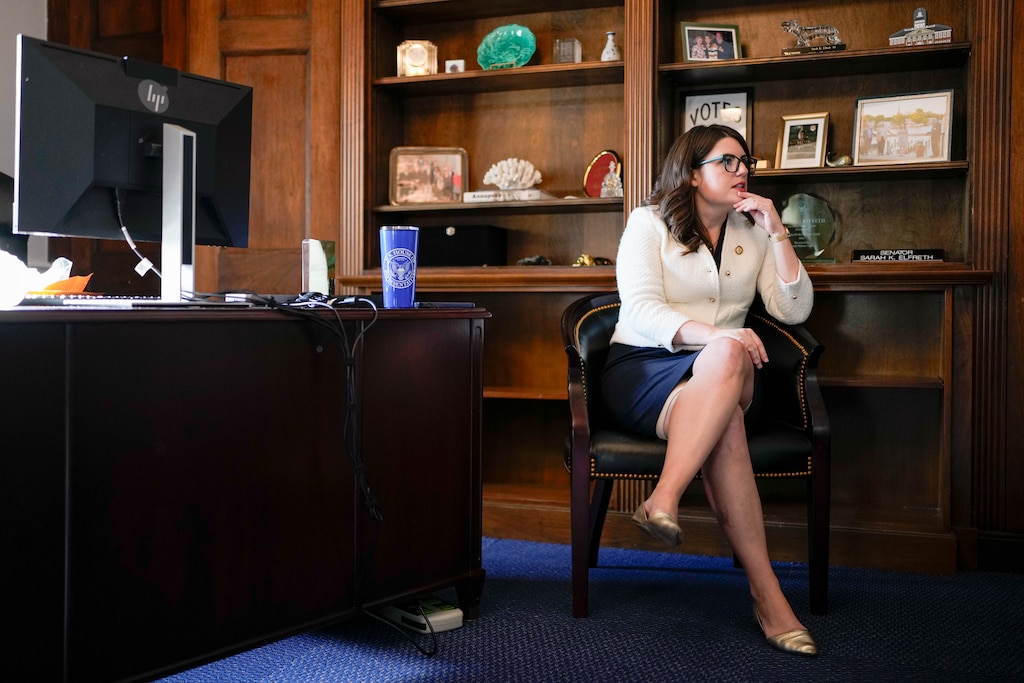 U.S. Rep. Sarah Elfreth is photographed during an interview on her first day in her physical office, ahead of being officially sworn in as a new member of congress, in the Longworth House Office Building next to the U.S. Capitol in Washington, D.C. on Friday, January 3, 2025.