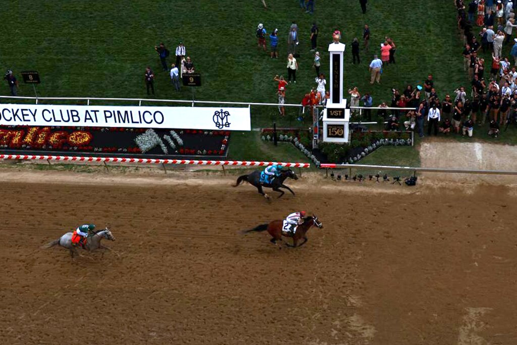 Journalism crosses the finish line to win the Preakness Stakes on Saturday, May 17, 2025.