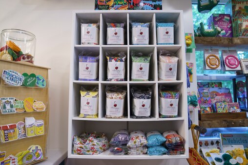 Cherapy pillows are seen on display at Found Studio Shop in Baltimore City, Md. on July 14, 2025.