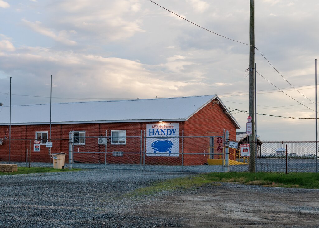 The Handy Seafood processing plant in Crisfield, MD on April 26, 2025. The plant was recently put up for sale this month.