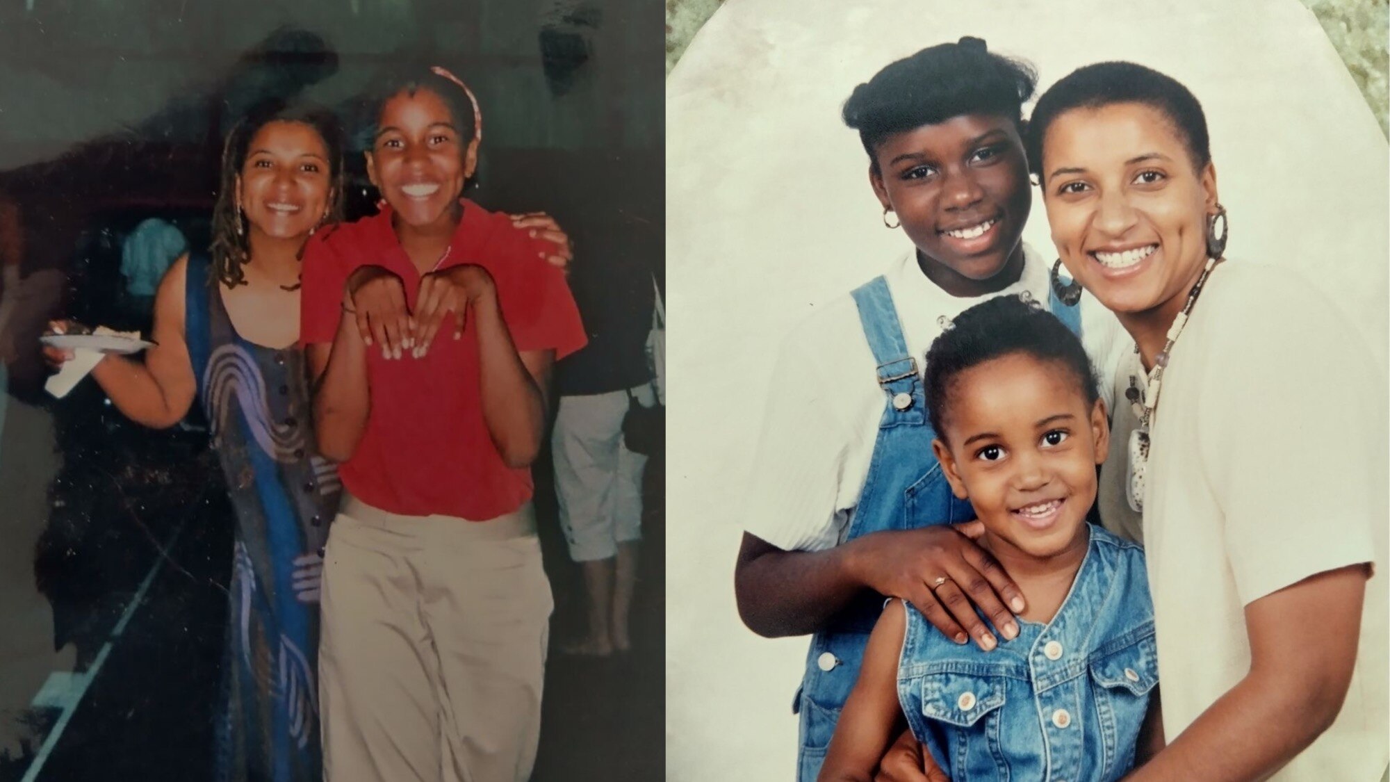 Photos of Janice Sallis-Mustafa and her daughter Phylicia Barnes, left, and Janice Sallis-Mustafa and her daughters Shauntel Sallis and Phylicia Barnes, right. Her mother and sister called Phylicia Barnes "Simone." (Courtesy photos)