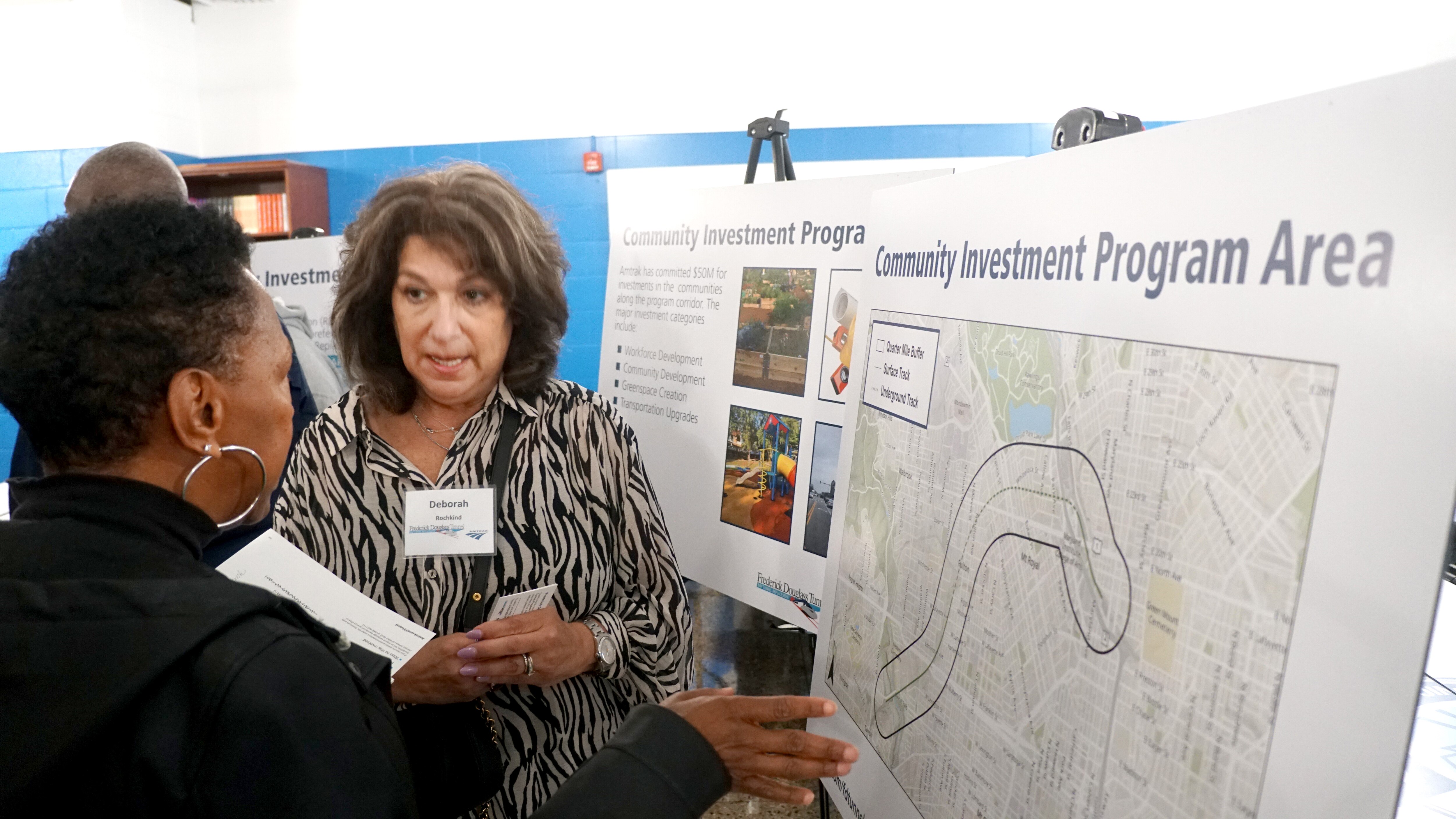Amtrak staff spoke with residents about plans for the new Frederick Douglass Tunnel Program in September 2023. The rail company will spend $50 million for community mitigation in the form of direct investments and grants for projects within a quarter-miles radius of the tunnel alignment.