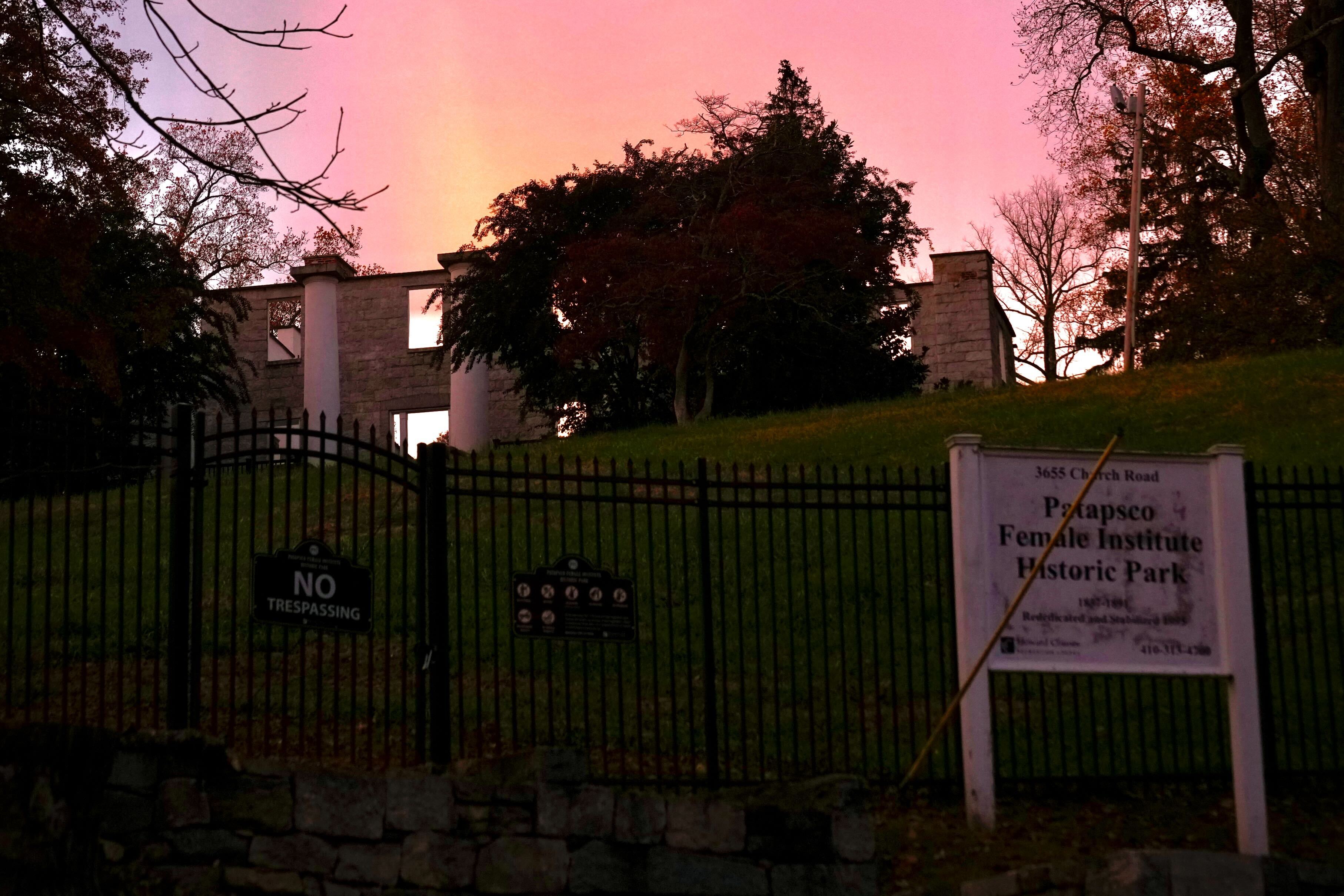 The ruins of the Patapsco Female Institute, a former girls' boarding school in Ellicott City, Md.