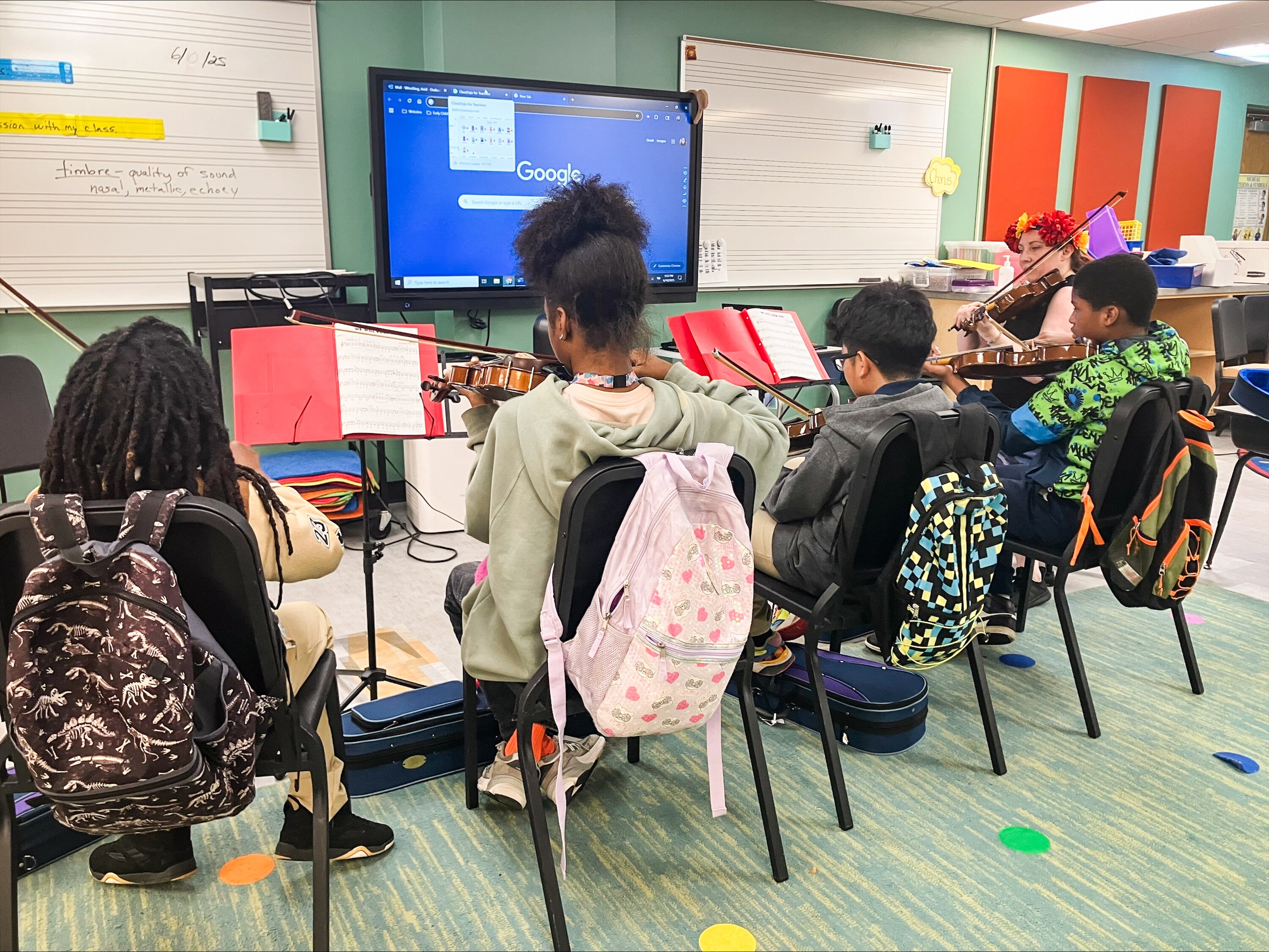 Violin students at Abbottston Elementary School in Baltimore.