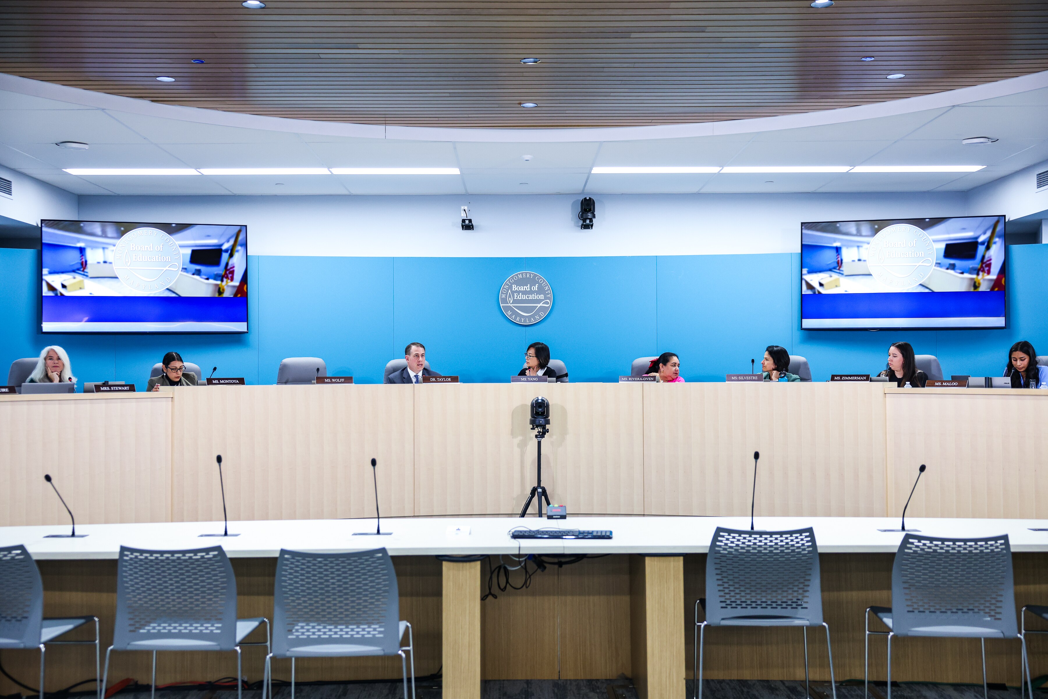 Montgomery County Board of Education members during a work session Thursday, Sept. 4, 2025 in Montgomery County, Maryland.