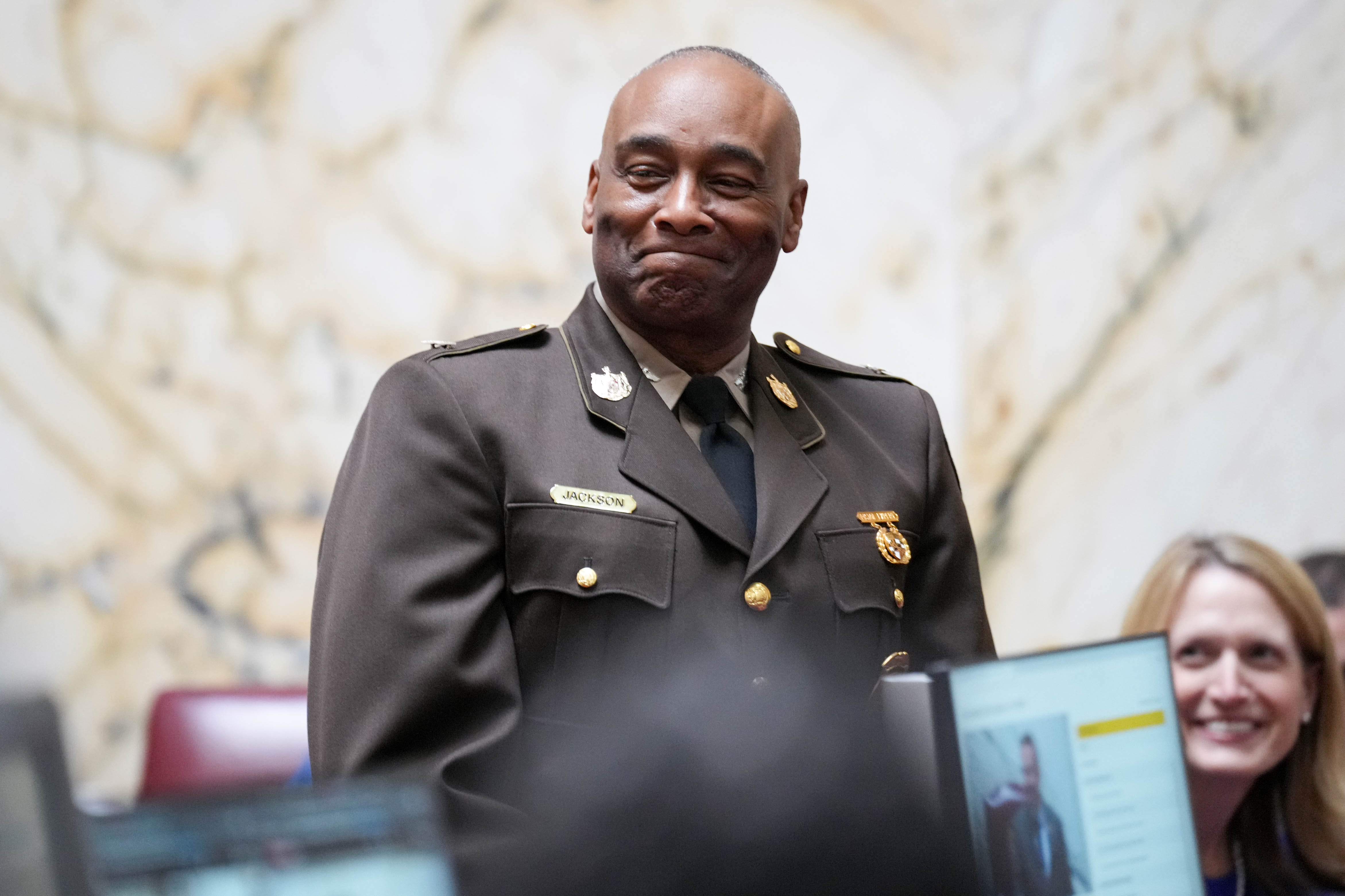 Maryland State Police acting Superintendent Michael A. Jackson earlier this month. His nomination to lead the agency on a permanent basis will now head to the full Senate.