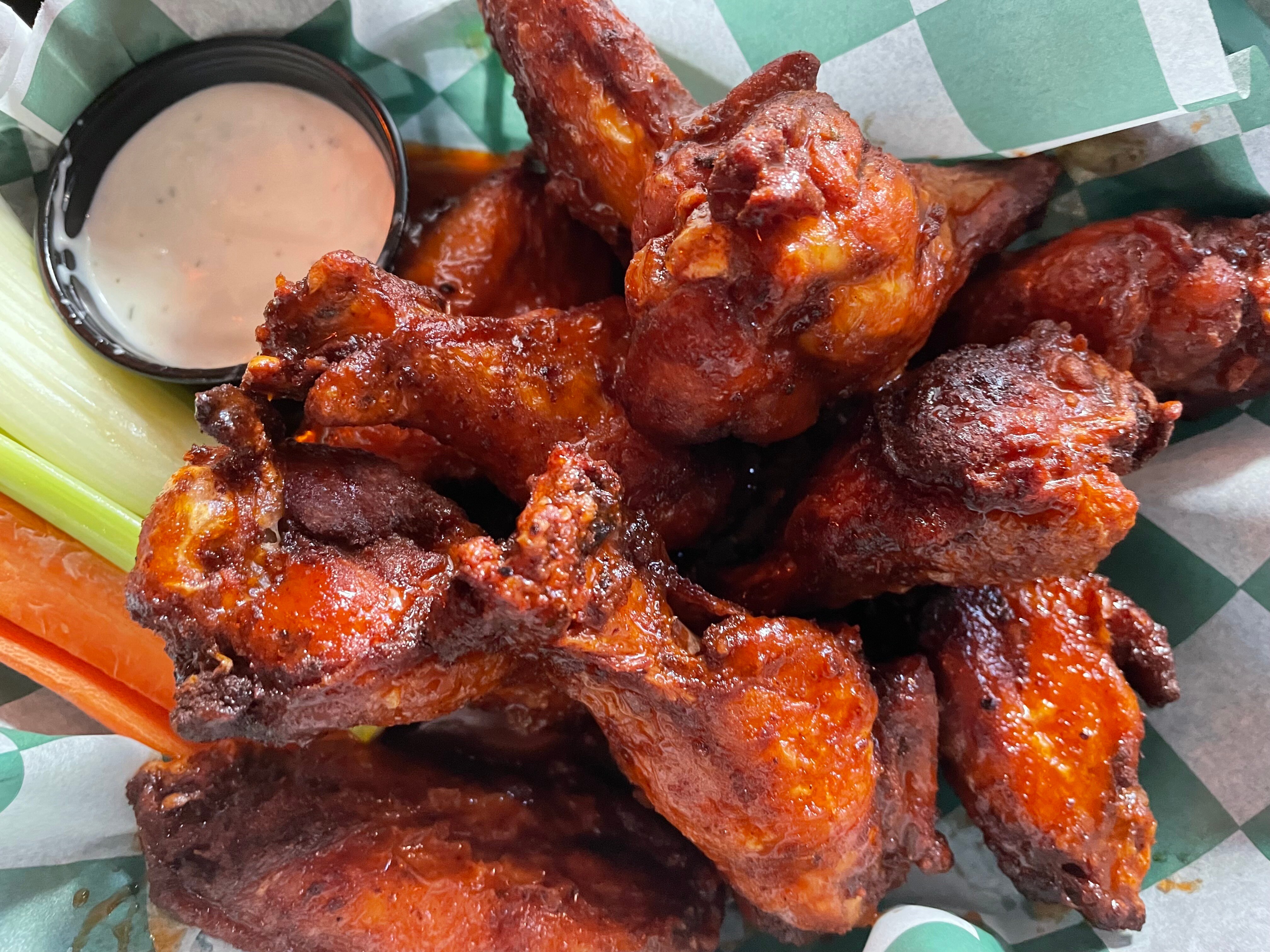 Irish-themed sports bar Delia Foley has 40 varieties of wings on the menu.