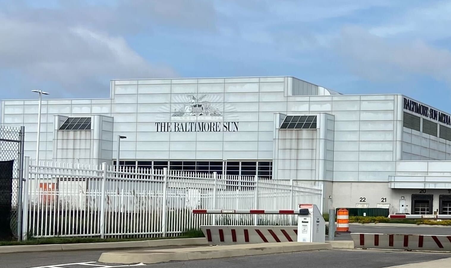Exterior of the former Baltimore Sun building in South Baltimore seen in 2022.
