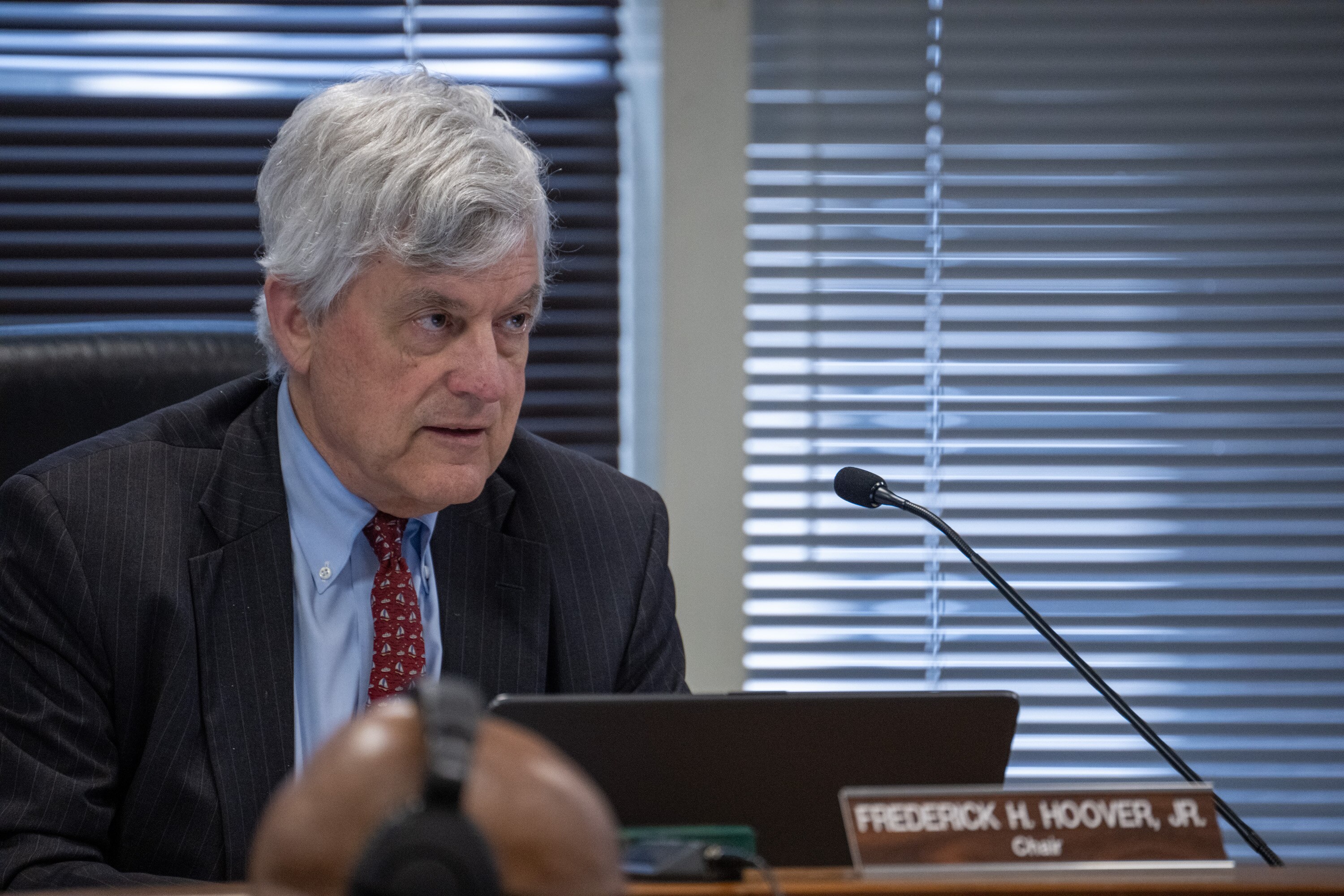 PSC chair Frederick H. Hoover runs the Maryland Public Service Commission meeting on May 21, 2025.