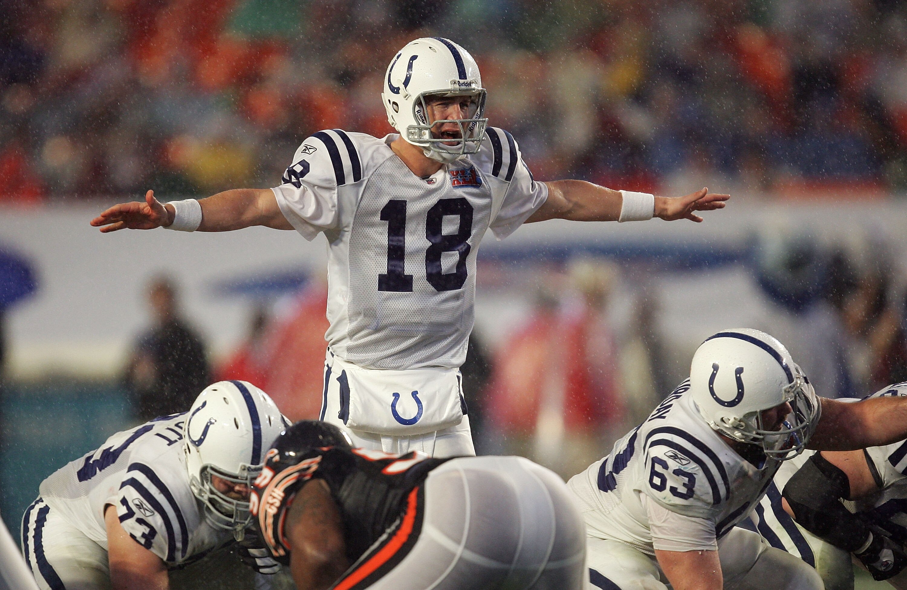 Peyton Manning ended a history of postseason frustration when he led the Colts to a Super Bowl victory over the Bears.