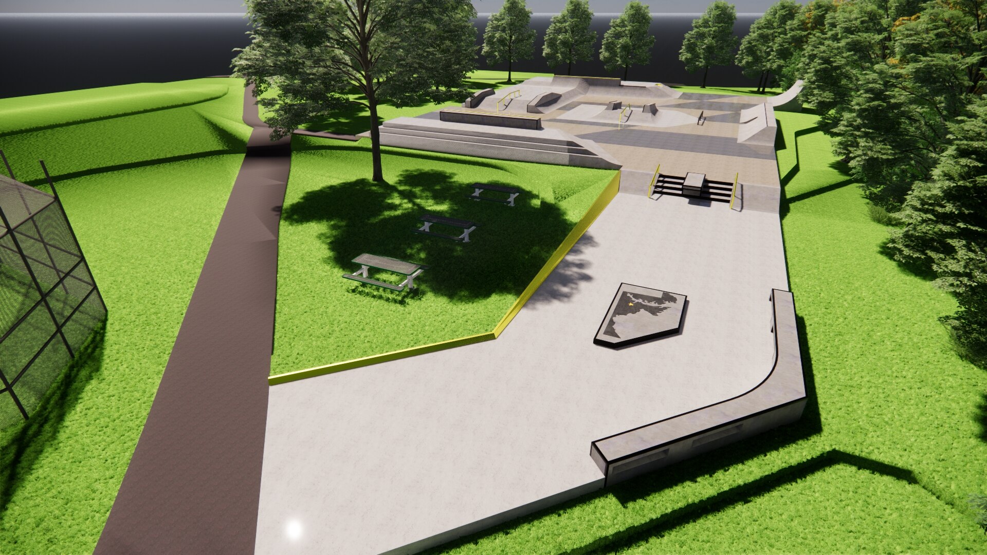 Pillar Design Studios initially provided design illustrations for a proposed skatepark at Easterwood Park.