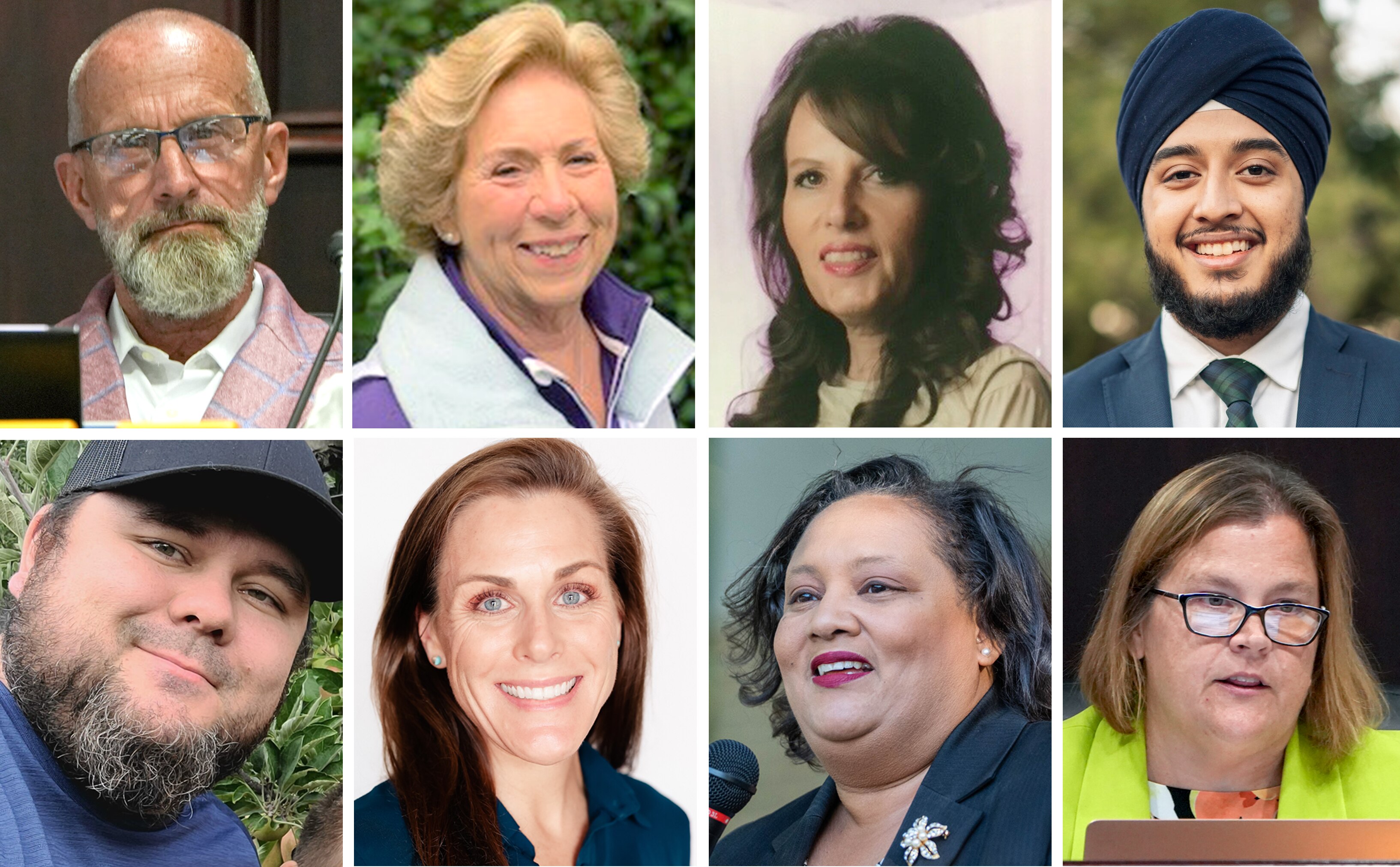 2022 Baltimore County Board of Education candidates are (Top, L to R) Rodney McMillion, Diane Jean Young, Rebecca Chesner, Samay Singh Kindra.  (Bottom, L to R) Cory Koons, Maggie Litz Domanowski, Robin Harvey and Julie Henn.  Not pictured are Jane Lichter, Brenda Hatcher-Savoy and Christina Pumphrey who did not rrespond to Banner request.