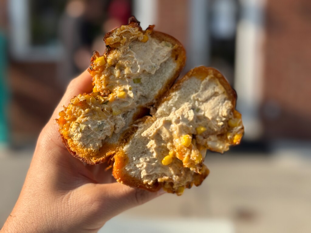 The crab dip bagel at Café Dear Leon in Canton.